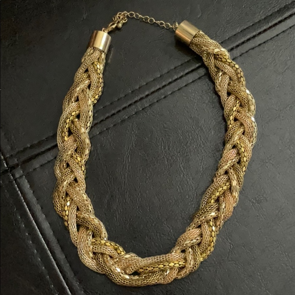 Gold braided necklace